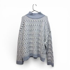 Haven Well Within Women's Organic Cotton Jacquard Blue/White Sweater Size XL